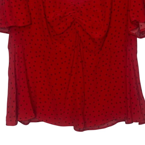 A New Day Polka Dot Vneck Shirt Womens XXL Red New Flutter - Picture 5 of 10
